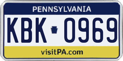PA license plate KBK0969