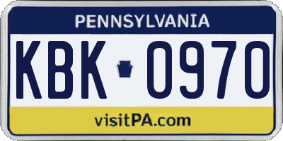 PA license plate KBK0970