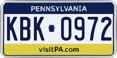 PA license plate KBK0972