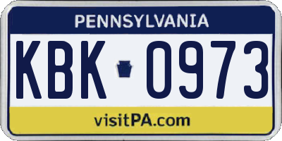 PA license plate KBK0973