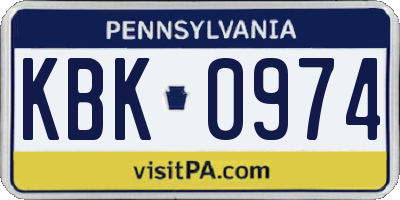 PA license plate KBK0974
