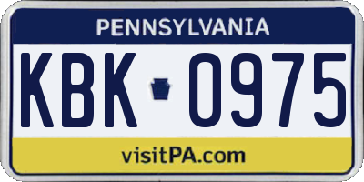 PA license plate KBK0975
