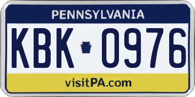 PA license plate KBK0976