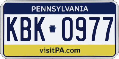 PA license plate KBK0977