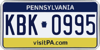 PA license plate KBK0995