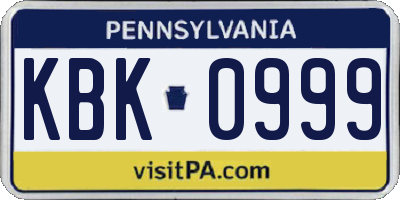 PA license plate KBK0999