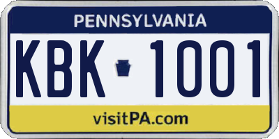 PA license plate KBK1001