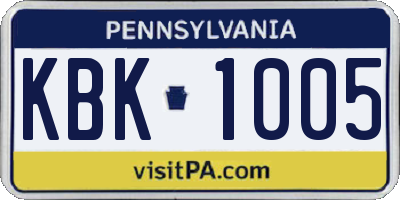 PA license plate KBK1005