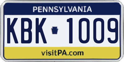 PA license plate KBK1009
