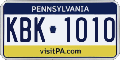 PA license plate KBK1010