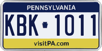 PA license plate KBK1011