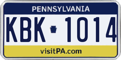 PA license plate KBK1014