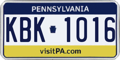 PA license plate KBK1016