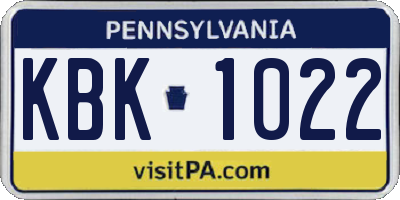 PA license plate KBK1022