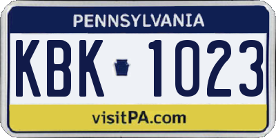 PA license plate KBK1023