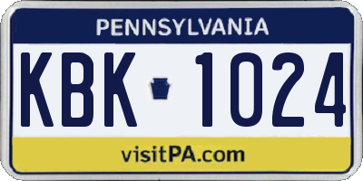PA license plate KBK1024