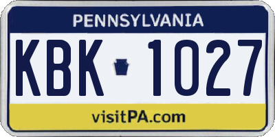 PA license plate KBK1027