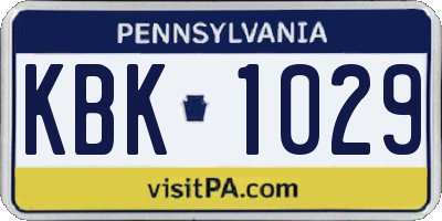 PA license plate KBK1029