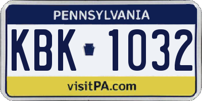 PA license plate KBK1032