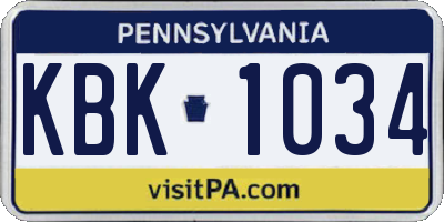 PA license plate KBK1034