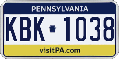 PA license plate KBK1038