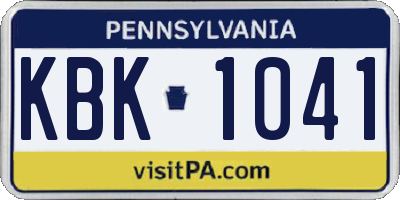 PA license plate KBK1041