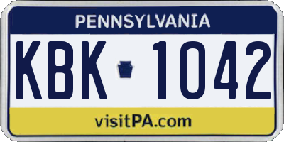 PA license plate KBK1042