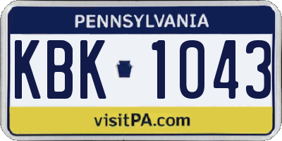 PA license plate KBK1043