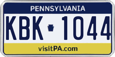 PA license plate KBK1044