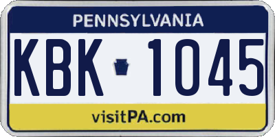 PA license plate KBK1045