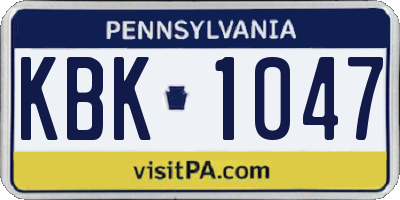 PA license plate KBK1047