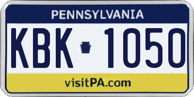 PA license plate KBK1050