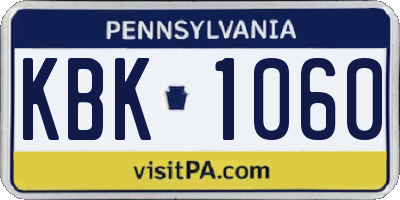 PA license plate KBK1060