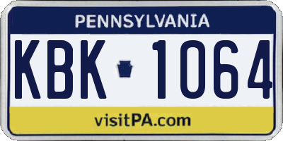 PA license plate KBK1064