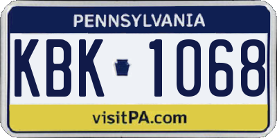 PA license plate KBK1068