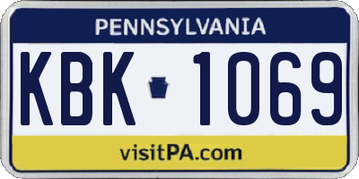 PA license plate KBK1069