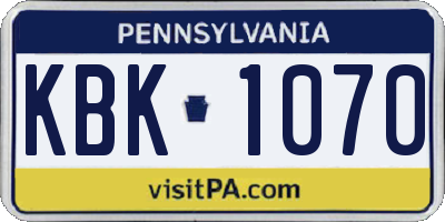 PA license plate KBK1070