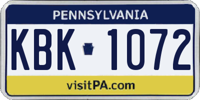 PA license plate KBK1072