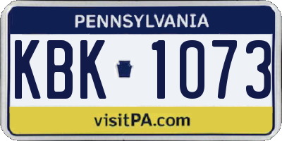 PA license plate KBK1073