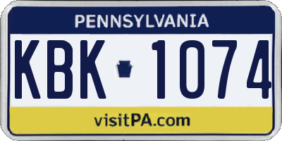 PA license plate KBK1074