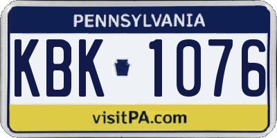 PA license plate KBK1076