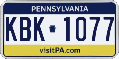 PA license plate KBK1077