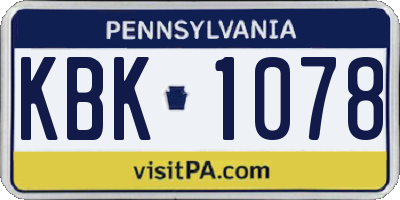 PA license plate KBK1078