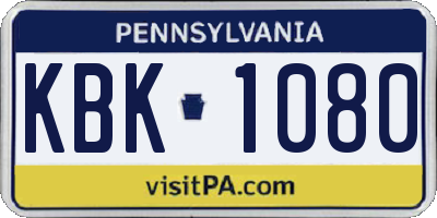 PA license plate KBK1080