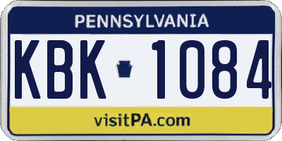 PA license plate KBK1084