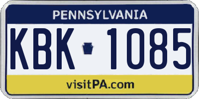 PA license plate KBK1085