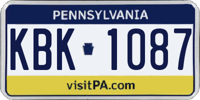 PA license plate KBK1087