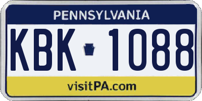 PA license plate KBK1088