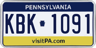 PA license plate KBK1091