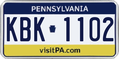 PA license plate KBK1102